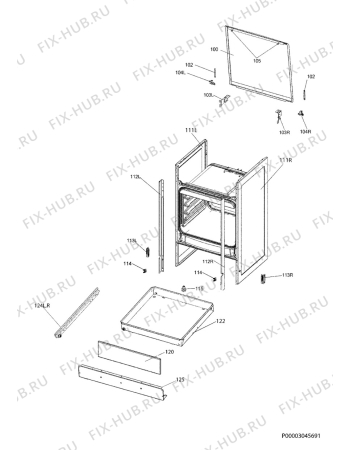 Взрыв-схема плиты (духовки) Electrolux EKG51300OW - Схема узла Housing 001